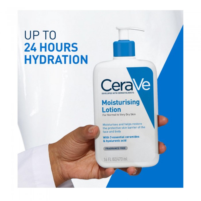 CERAVE Daily Moisturizer Body Lotion with essential ceramide 473ml, 24-hour hydration for Normal & Dry Skin