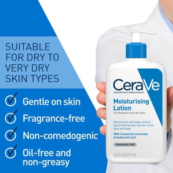 CERAVE Daily Moisturizer Body Lotion with essential ceramide 88ml, 24-hour hydration for Normal & Dry Skin
