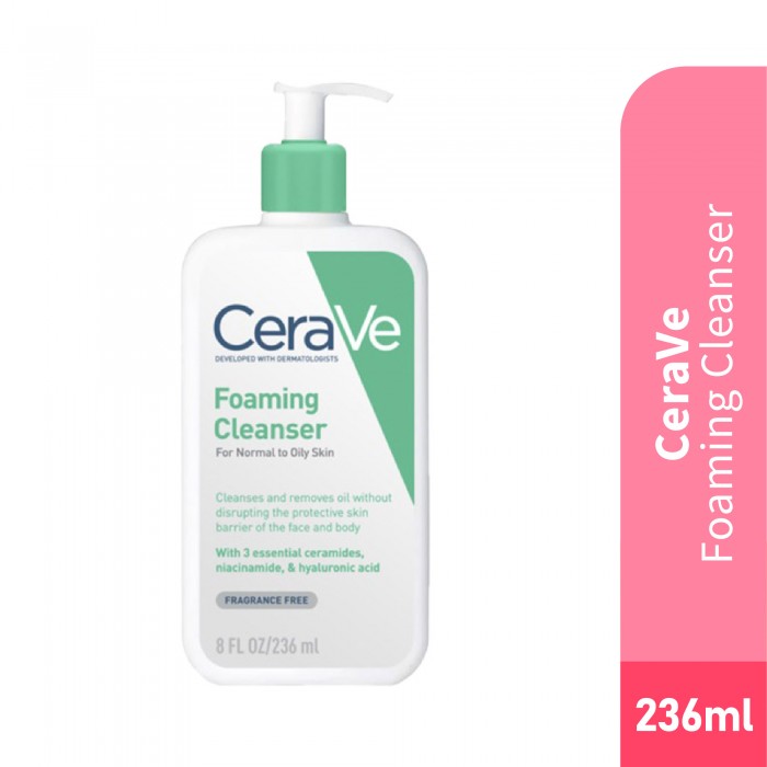 Cerave Foaming Cleanser 236ML Foaming Cleanser for Face Wash (For Normal to Oily Skin, All Skin Type)