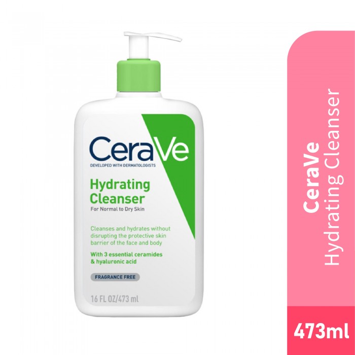 Cerave Hydrating Face Cleanser 473ml for Face Wash (For Normal to Dry Skin, All Skin Type)