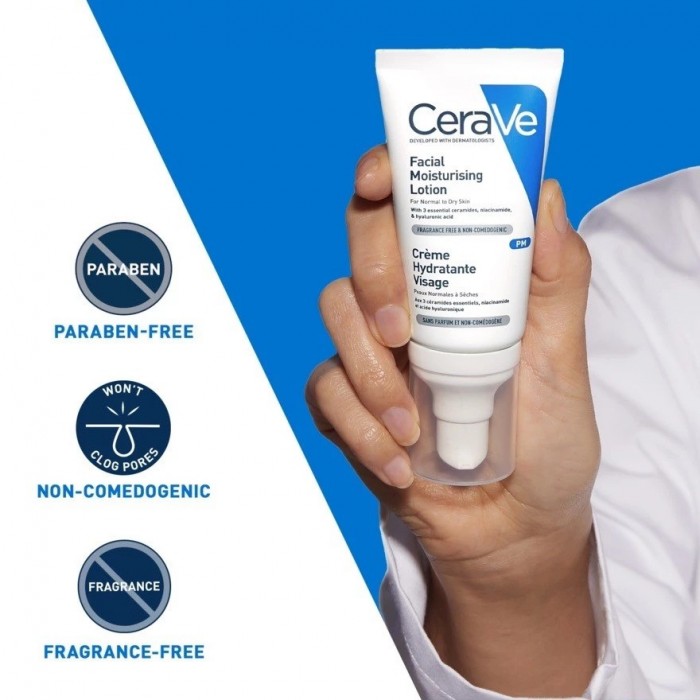 Cerave Moisturizer Lotion PM Face Moisturizer Lotion (Night) 52ml (For all skin type)