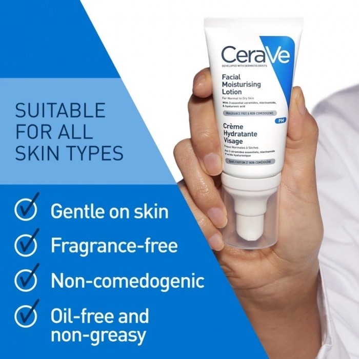 Cerave Moisturizer Lotion PM Face Moisturizer Lotion (Night) 52ml (For all skin type)