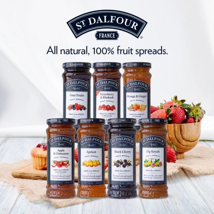 St Dalfour Natural Fruit Spread Blackcurrant 284g- Jem roti (vegan & gluten free)  天然黑加仑果酱