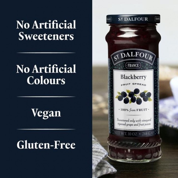 St Dalfour Natural Fruit Spread Blackcurrant 284g- Jem roti (vegan & gluten free)  天然黑加仑果酱