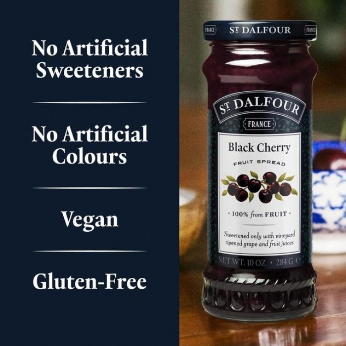 St Dalfour Natural Fruit Spread Black Cherry 284g- Jem cherry roti (vegan & gluten free) / 天然黑樱桃果酱