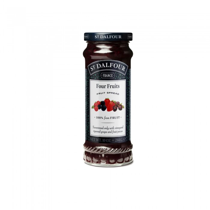 St Dalfour Natural Fruit Spread Four Fruits 284g - Jem roti strawberry,cherry, blueberry,raspberry(vegan & gluten free)