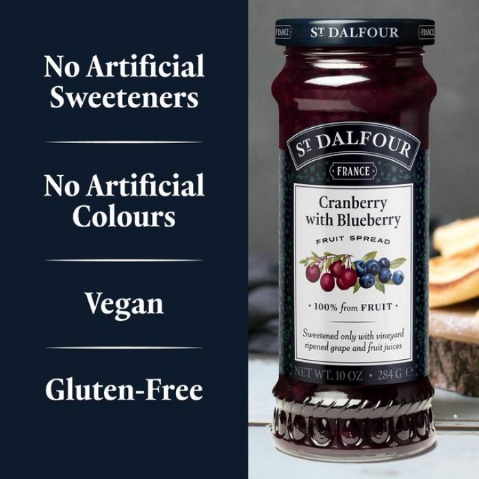 St Dalfour Natural Fruit Spread Cranberry With Blueberry 284g - Jem roti blueberry & cranberry (vegan & gluten free)