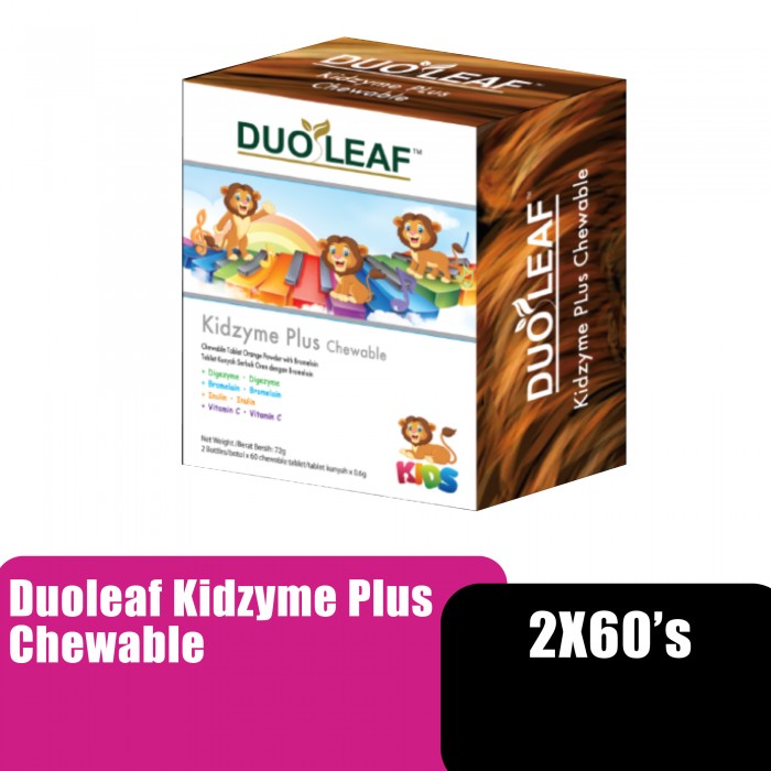 Duoleaf Kidzyme Plus Chewable Tablet 2 X 60'S with Vitamin C & Digestive Enzyme for Kids