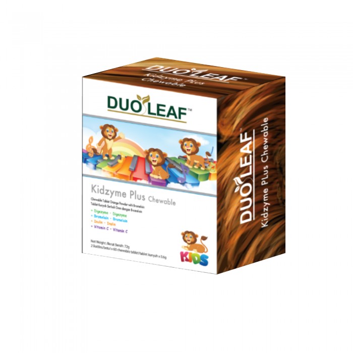 Duoleaf Kidzyme Plus Chewable Tablet 2 X 60'S with Vitamin C & Digestive Enzyme for Kids