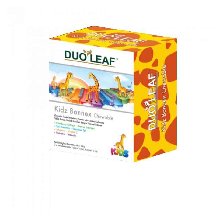 Duoleaf Kids Bonnex Chewable Tablet 60's with Calcium, Vitamin D3 K2 for Bone Development