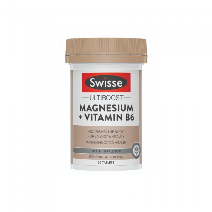 SWISSE Ultiboost Magnesium + Vitamin B6 Tablet 60'S ### Vitamin B & Magnesium Supplement Vegetarian & Vegan 保健品