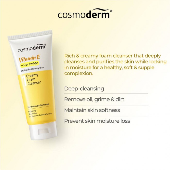 Cosmoderm Vitamin E Foaming Cloud Cleanser 125ml (Face Wash)