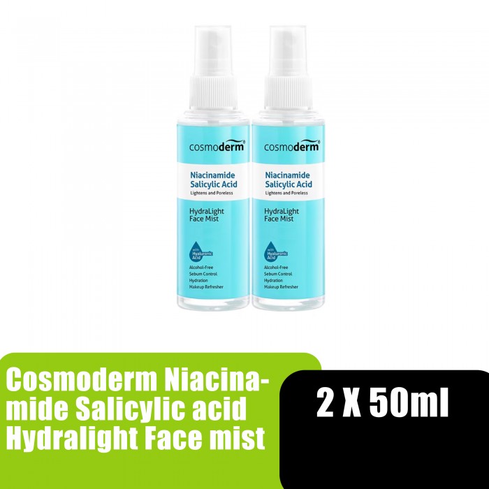 Cosmoderm Niacinamide Salicylic Acid Hydralight Face Mist - Travel Set 2x50ml