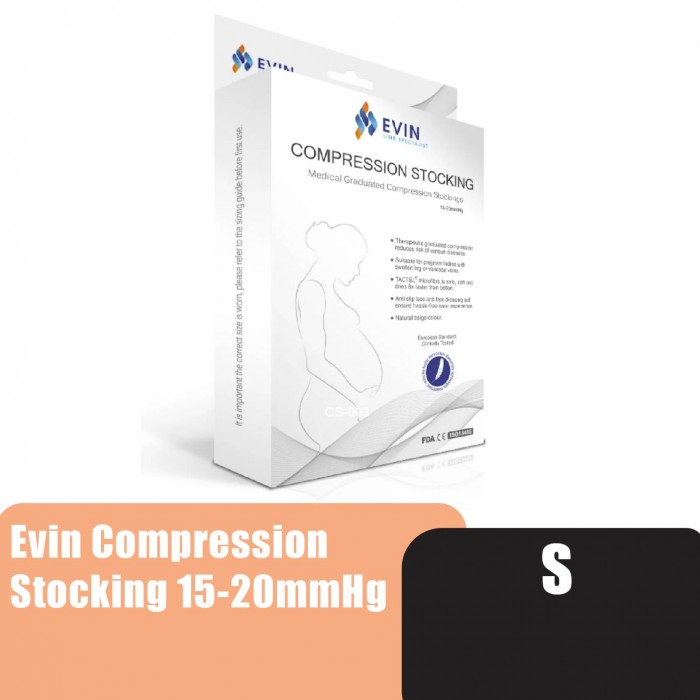 EVIN Compression Stocking 15-20mmHg/15-21mmHg (S) - Compression Socks / Stokin tebal