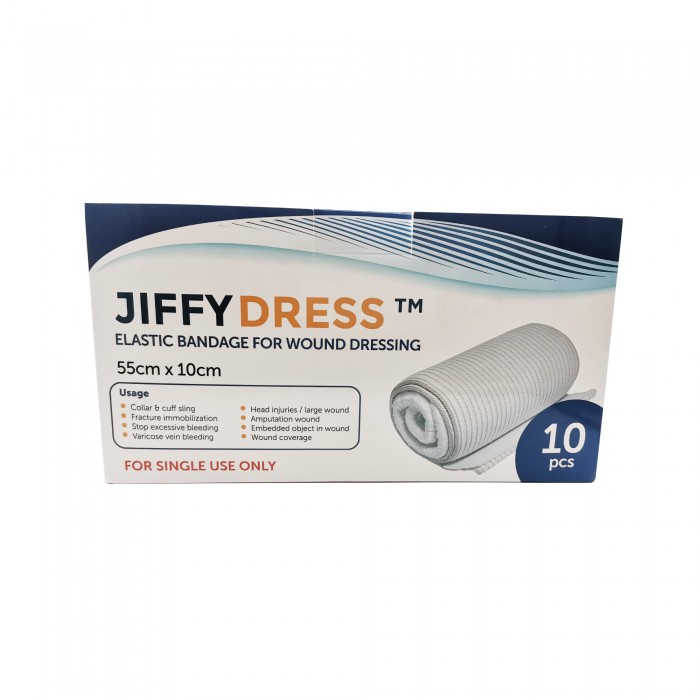 Jiffy Dress Elastic Bandage / Plaster For Wound Dressing (Pembalut Luka) - Medical Supplies (55cm X 10cm 10's)