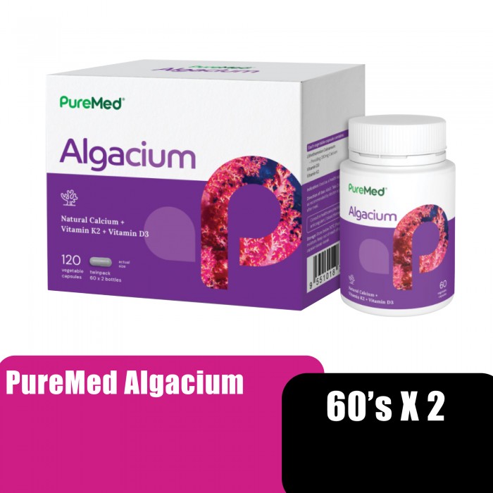 Puremed Algacium with calcium,Vitamin D3 K2 60's x2 - support bone/ muscle /teeth health 骨骼保健品