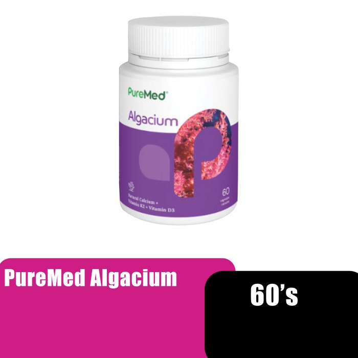 Puremed Algacium with calcium,Vitamin D3 K2 60's - support bone/ muscle /teeth health 骨骼保健品