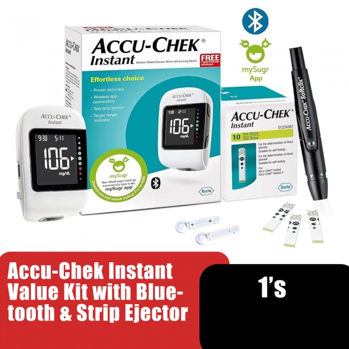Accu Chek Instant Value Kit for Blood Sugar test with Bluetooth & Strip Ejector / 血糖 測量儀