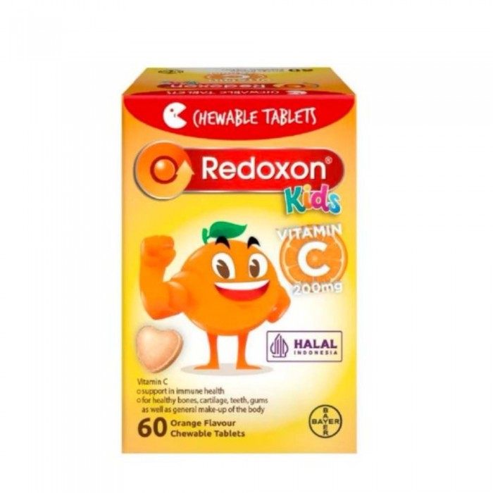 Redoxon Kids Plain Chewable Vitamin C Orange Flavour 60's for immune support / teeth/ bone /gums health (Halal)