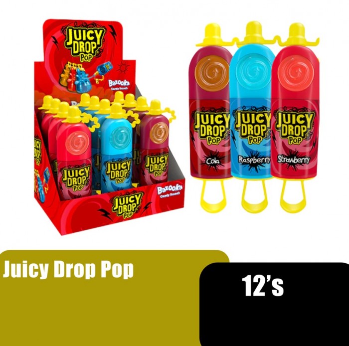 Juicy Pop Drop Flavour Hard Candy with Sour gel 12's /棒棒糖