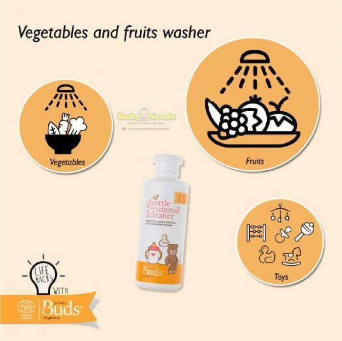 Buds Bottle and Utensil Orange scented Plant based Multipurpose Cleaner 500ml with aloe vera extract