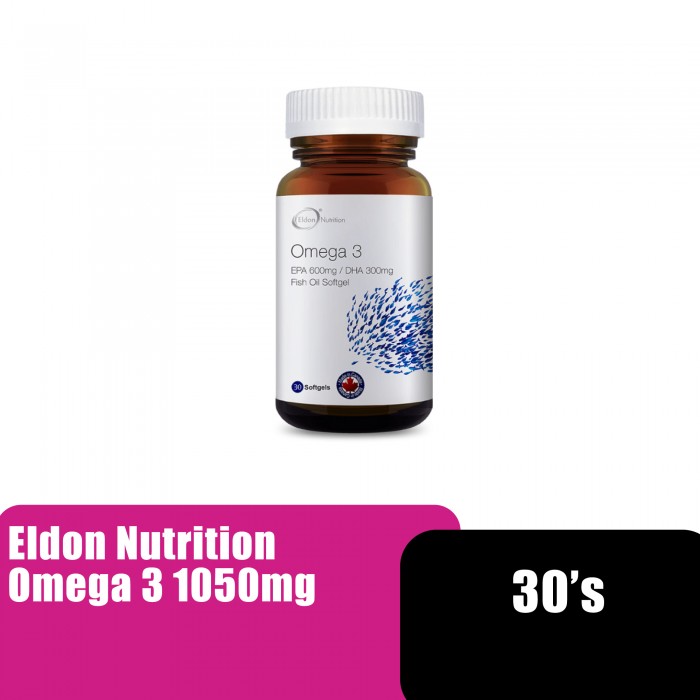 ELDON Nutrition Omega 3 Fish Oil Supplement, Memory Booster Brain Supplement, Heart Supplement (补脑) (1050mg x 30's)