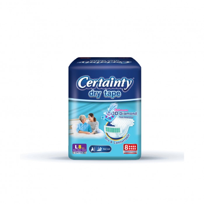 CERTAINTY Disposable Adult Diapers 8's Unisex Size - L, Adult Diapers / Pampers Dewasa / 成人 尿片