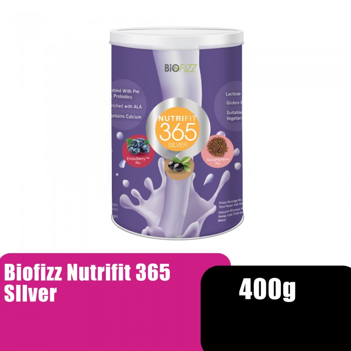 BioFizz Nutrifit 365 Silver Meal Replacement Brain Supplement as Memory Booster with Prebiotics and Probiotics - 400g