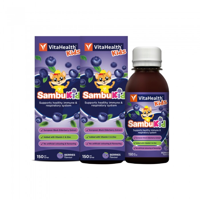 VitaHealth Sambucol Kids Supplements with Elderberry & Vitamin C - 2 x 150ML