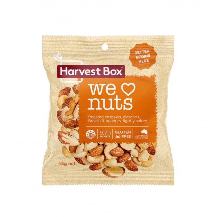 HEALTHY NUTS HARVEST BOX We Love Nuts 45g-  Healthy Snacks, Cashew & Almond, Kacang Campuran (混合坚果)