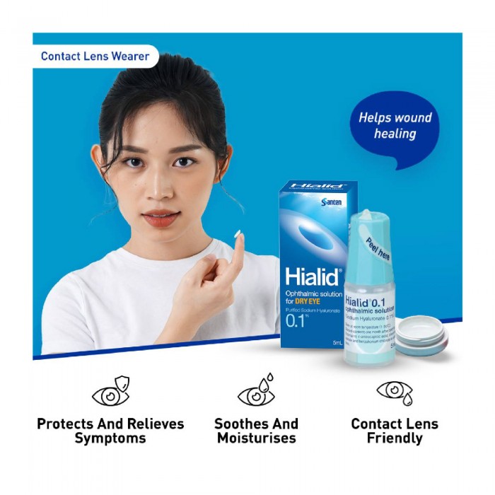 Hialid 0.1 Opthalmic Solution Eye Drop 5ml 1's - Eye Drops For Dry Eye / Ubat Titis Mata Sensitive / Ubat Mata 眼药水