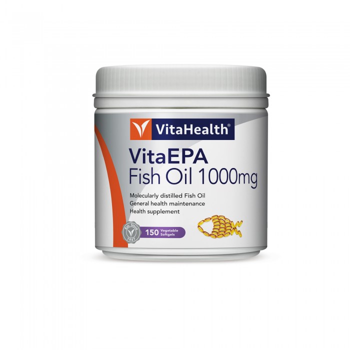 VITAHEALTH Fish Oil Vita Omega 3 Fish Oil, Nutrition for Brain Supplement, Heart Supplement, Memory Booster 1000mg 150's