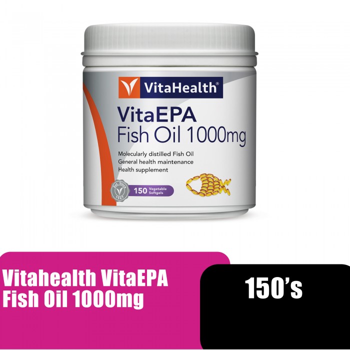 VITAHEALTH Fish Oil Vita Omega 3 Fish Oil, Nutrition for Brain Supplement, Heart Supplement, Memory Booster 1000mg 150's