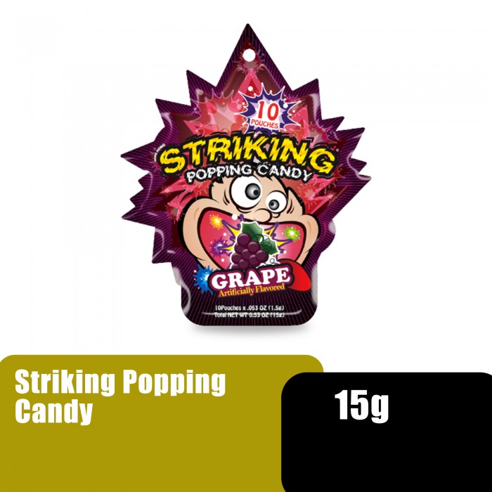 Striking Popping Candy, Pop Candy, Poping Candy for Kids Candy, Grape Candy, Gula-Gula - Grape -12 x 15g 