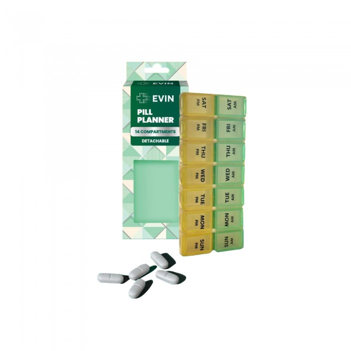 Evin Detachable Medicine Pill Box, Medicine Box, Weekly Pill Box Organizer, Medicine Container - 14 Compartment