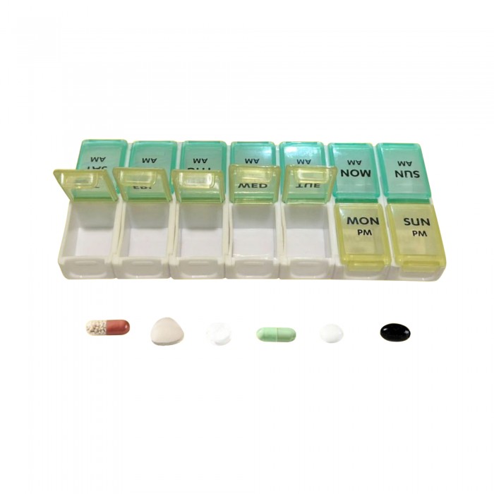 Evin Detachable Medicine Pill Box, Medicine Box, Weekly Pill Box Organizer, Medicine Container - 14 Compartment