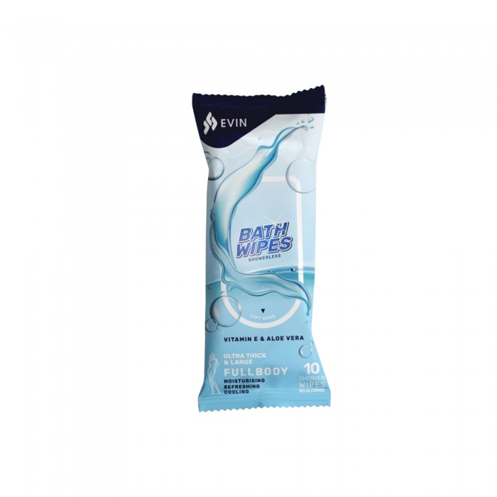 Evin Bath Wipes Adult, Body Wipes Adult Wipes, Adult Wet Wipes, Kain Mandi Basahan (濕紙巾) - 10's