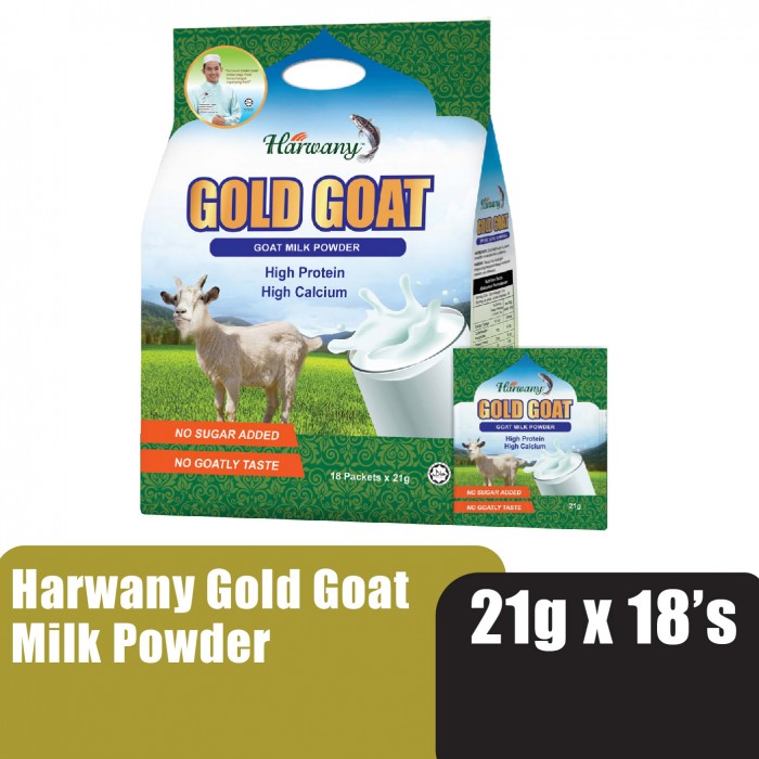 HARWANY Gold Goat Milk Powder Susu Tebung Kambing 21g x 18 Packs - Goat Milk / Food for Boost Immune / Support Gut Healt