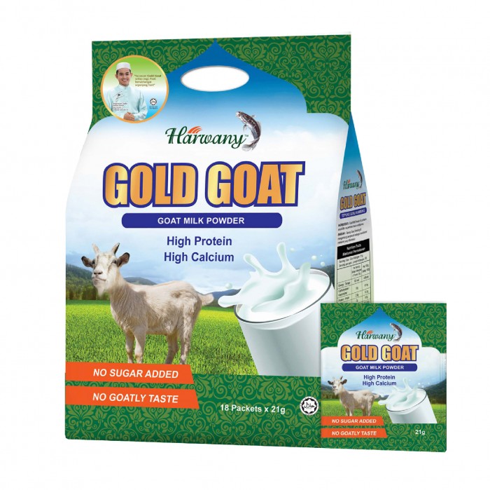 HARWANY Gold Goat Milk Powder Susu Tebung Kambing 21g x 18 Packs - Goat Milk / Food for Boost Immune / Support Gut Healt