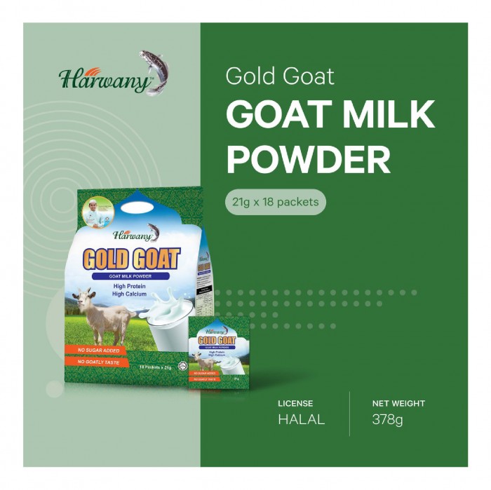 HARWANY Gold Goat Milk Powder Susu Tebung Kambing 21g x 18 Packs - Goat Milk / Food for Boost Immune / Support Gut Healt