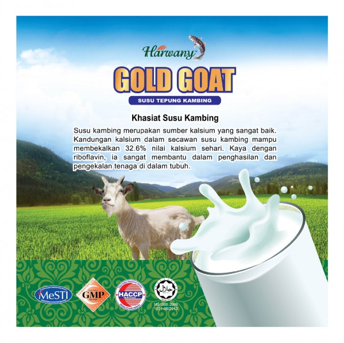 HARWANY Gold Goat Milk Powder Susu Tebung Kambing 21g x 18 Packs - Goat Milk / Food for Boost Immune / Support Gut Healt