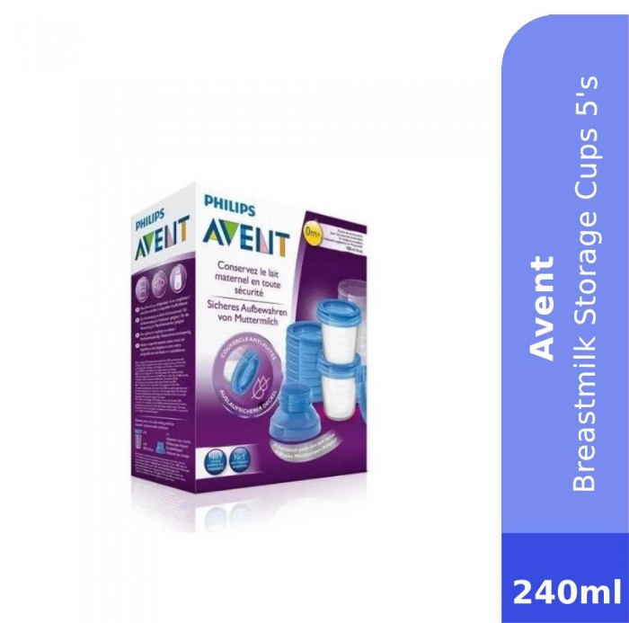 AVENT Breastmilk Storage Cups 5x240ml - Baby Feeding , Breastmilk Storage , Storage Cup