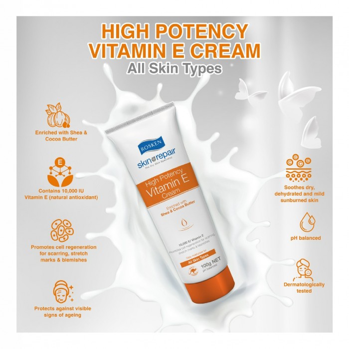 ROSKEN High Potency Vitamin E Dry Skin Hand Cream 100g 皮膚 敏感 止癢护手霜 sensitive skin lotion Kulit Kering Krim tangan