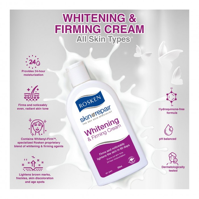 ROSKEN Whitening & Firming Cream 200ml Krim pemutih badan & kulit 美白身体乳 护手霜