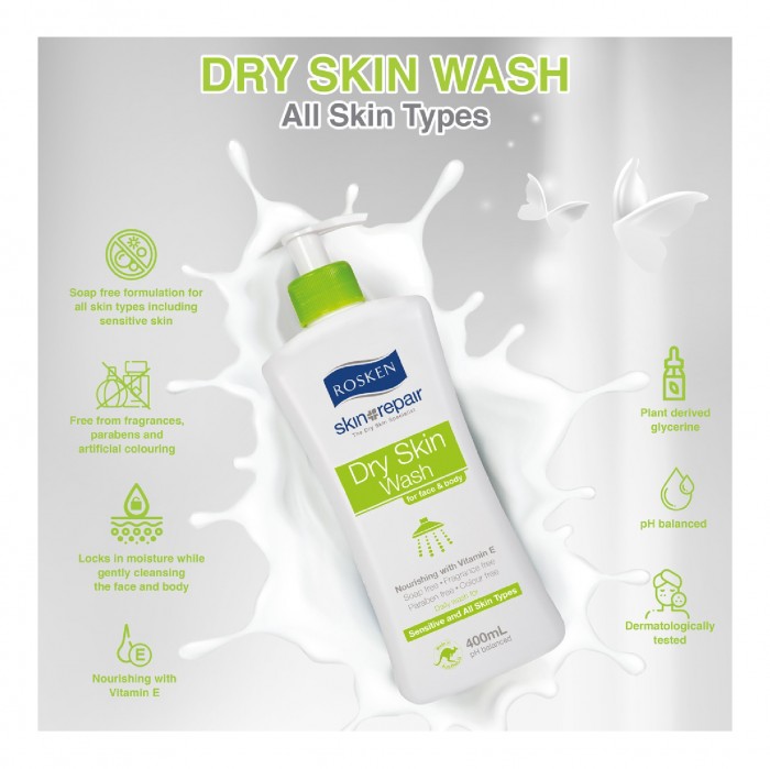 ROSKEN Dry & Sensitive Skin Face & Body hydrating moisturizer Wash 400ml 沐浴露