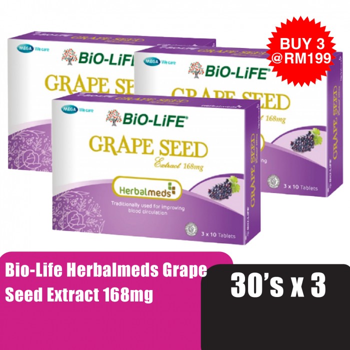 BIO-LIFE Herbalmeds Grape Seed Extract 168mg 30's