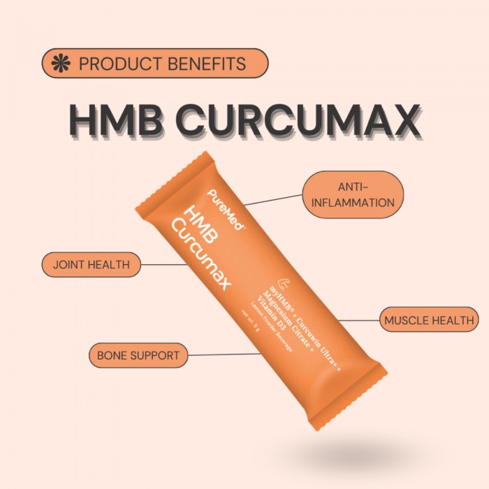 Puremed HMB Curcumax as Joint Supplement for Knee Support Suitable for Vegetarian, Supplement Lutut, Joint Care - 30's