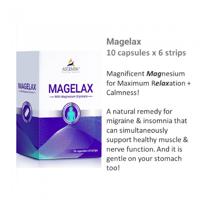 ELDON Ascentia Magelax Magnesium Support Capsules 60's - Memory Booster Brain Supplement, Heart Supplement 补脑 保健品