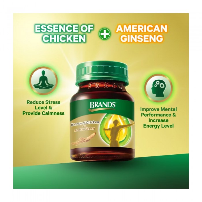 BRANDS Essence of Chicken with American Ginseng 70g X 6's with High Protein Chicken Essence for Memory, Immune & Energy