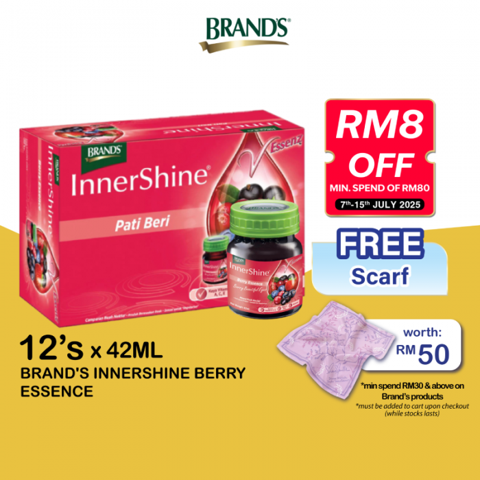 BRANDS Innershine Berry Essence 42ml X 12's with Mixed Berries, Pati Berry, Berry Extract for Young Looking Skin